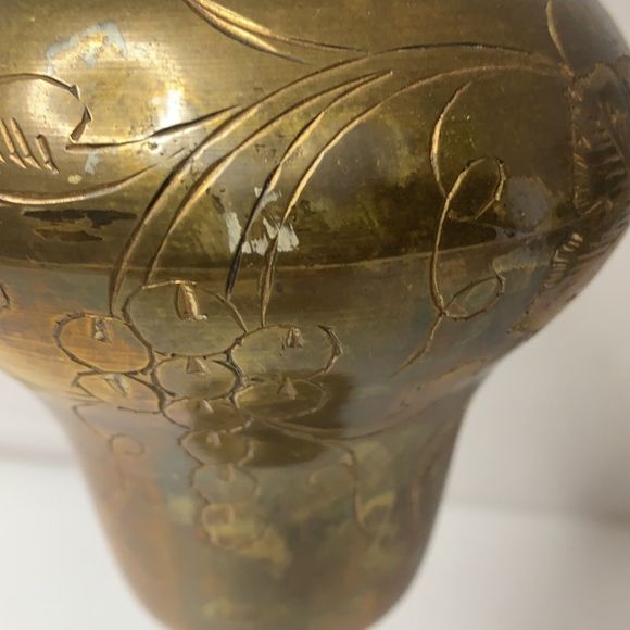 Vintage Brass Etched Vase Made In India - Picture 6 of 9